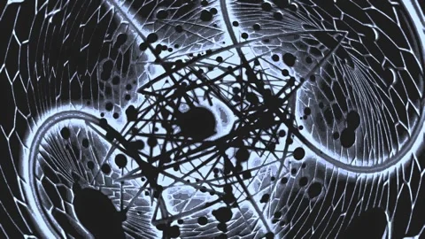 Cool White Sci-Fi Ring Flow Abstract Energy Wave 4K Seamless VJ Loop 스톡 동영상 334276314