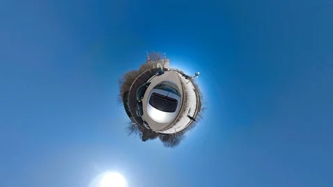 Cool Wide Angle Little Planet 360 View Driving Car Through Quebec City Stock Footage 89772823