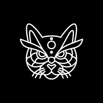Cool wildcat head line logo design vector Stock Illustration