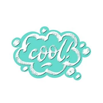 Cool word speech bubble icon symbol. Web design. Sticker design. Hand drawn.. Stock Illustration