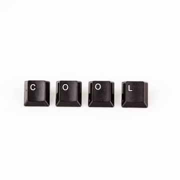 Cool word written with black computer buttons over white Stock Photos