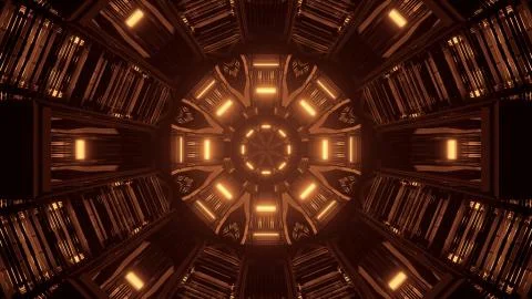 Cool yellow 3D rendering futuristic sci-fi techno lights - a cool wallpaper Stock Illustration
