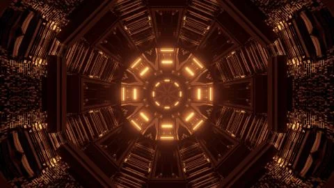Cool yellow 3D rendering futuristic sci-fi techno lights - a cool wallpaper Stock Illustration
