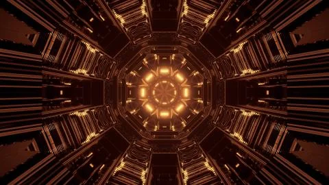 Cool yellow 3D rendering futuristic sci-fi techno lights - a cool wallpaper Stock Illustration