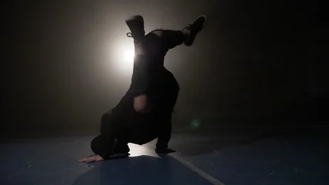 Cool young boy repeating his hip hop choreography on the stage for dance comp Stock Footage 88632520