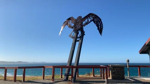 Coolangatta, QLD/Australia - JANUARY 27 2019 - Kirra Hill Lookout and Iron Eagle Stock Footage 106601099