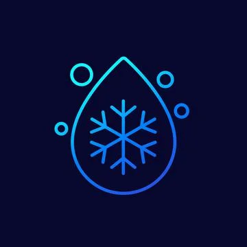 Coolant drop line icon with a snowflake Stock Illustration