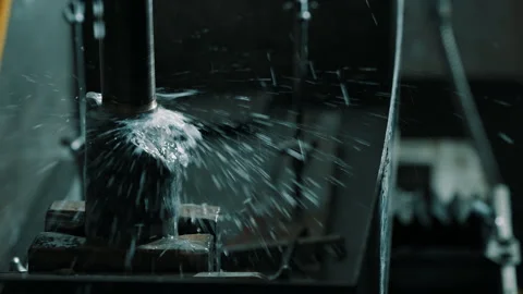 Coolant Splash on CNC Machine During Metal Drilling Stock Footage 337926753