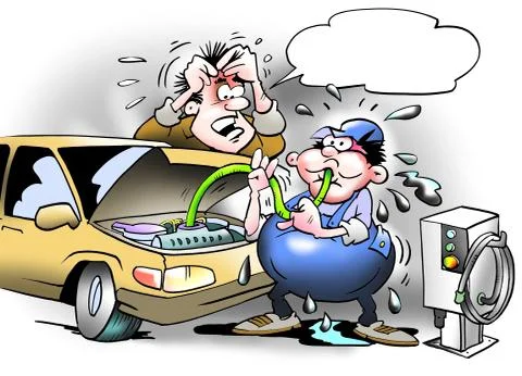 Coolant is sucked out of the container Stock Illustration