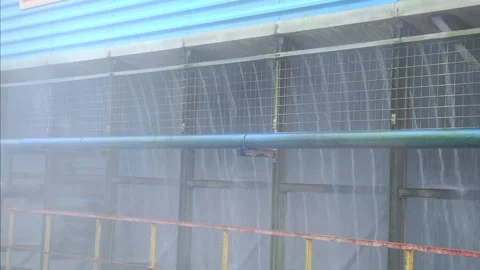 Cooled water from the cooling tower enters the tank. Video stock 95018013