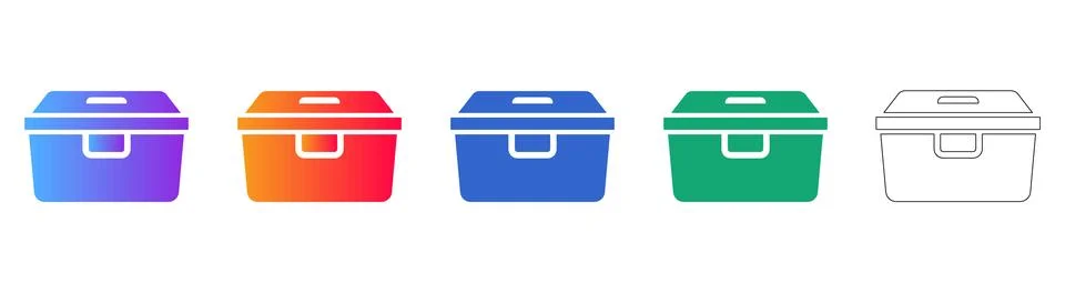Cooler Box Container Icon Set for Food Storage 스톡 일러스트