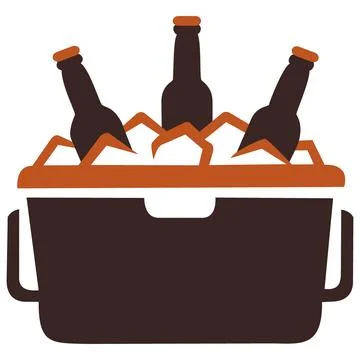Cooler box with ice and beer bottles icon Stock Illustration