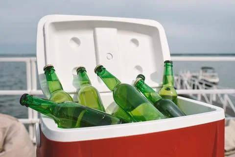 Cooler Box with Refreshing Drinks Stock Photos
