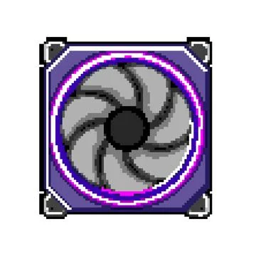 Cooler cooling fan pc pixel art vector illustration Illustrazione stock