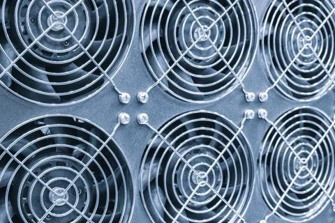 Cooler Fan inside Desktop Computer Case PC supercomputer server or computing  Stock Photos