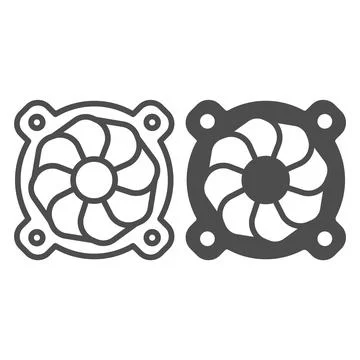 Cooler, fan line and solid icon, pcrepair concept, cooler, fan vector sign on 스톡 일러스트