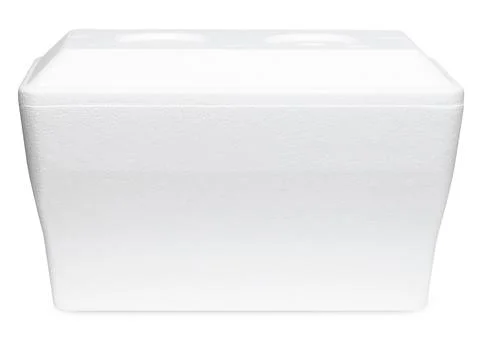 Cooler. Styrofoam Cooler box. White foam plastic Cooler box for ice Stock Photos