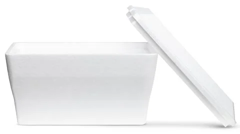 Cooler. Styrofoam Cooler box. White foam plastic Cooler box for ice. Stock Photos