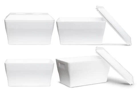 Cooler. Styrofoam Cooler box. White foam plastic Cooler box for ice. Stock Photos