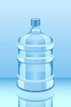 Cooler water bottle reflected on blue vector illustration. Clean and fresh Stock Illustration