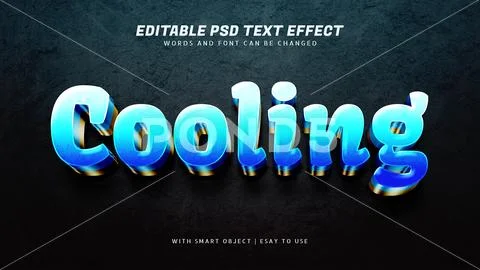Cooling 3d blue text effect editable Template PSD