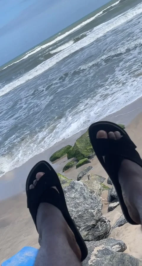 Cooling off at the beach Stock Footage 221969055