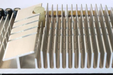 Cooling Board on Computer Graphics Card on White Background. Stock Photos