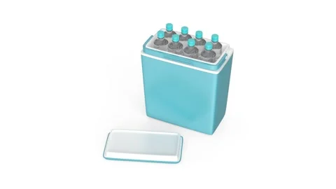 Cooling box with water bottles Stock Footage 278469266