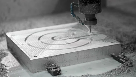 Cooling of the CNC drill bit. Start of the computer numerical control Stock Footage 167658338
