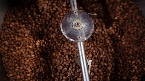 Cooling coffee beans after roasting. Roasting, closeup Stock Footage 121033584
