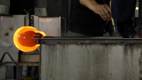 Cooling down a rod, The Glass Blower Workshop, Murano Italy 2 Stock Footage 126699466