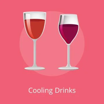 Cooling Drinks Glasses of Elite Red Wine Alcohol Stock Illustration
