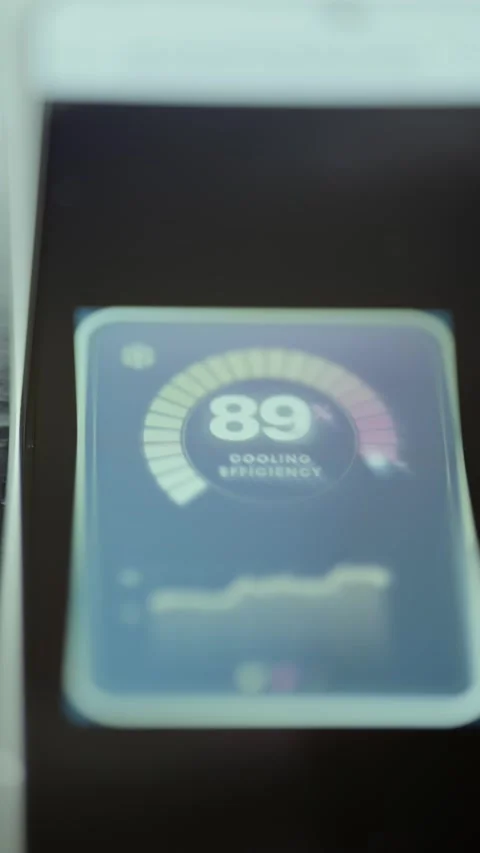 Cooling Efficiency Gauge Showing Eighty Nine Percent 4K Stockbeeldmateriaal 341359247