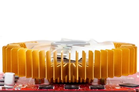 Cooling fan on computer graphics card Stock Photos