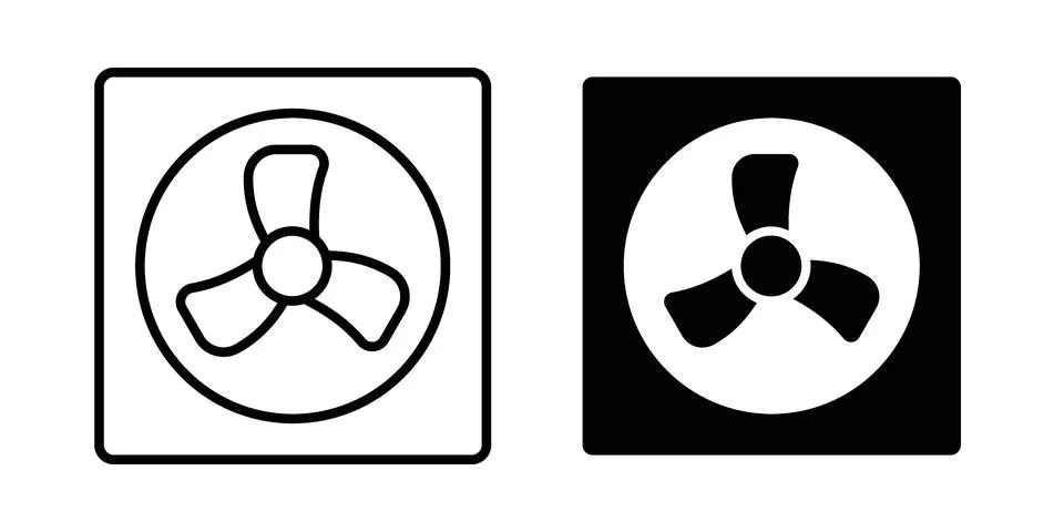 Cooling fan icon linear versions pack on white background Illustrazione stock