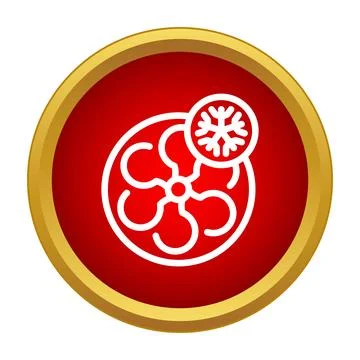 Cooling fan with snowflake symbol inside red icon Stock Illustration