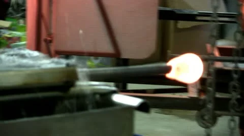 Cooling hot blowpipe Stock Footage 12334027
