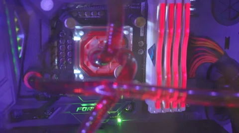 Cooling System Computer Details Close up Components of Powerful Computing Stock Footage 68386672
