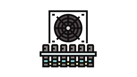 Cooling system cryptocurrency mining color icon animation Stock Footage 326109550