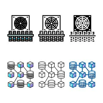 Cooling system cryptocurrency mining color icon simplified vector Stock Illustration
