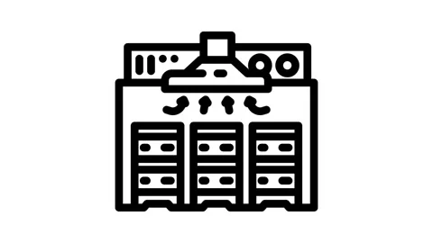 Cooling system cryptocurrency mining line icon animation Stock Footage 326753198