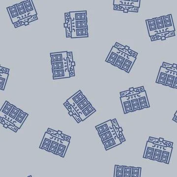 Cooling system cryptocurrency mining line vector seamless pattern Stock Illustration