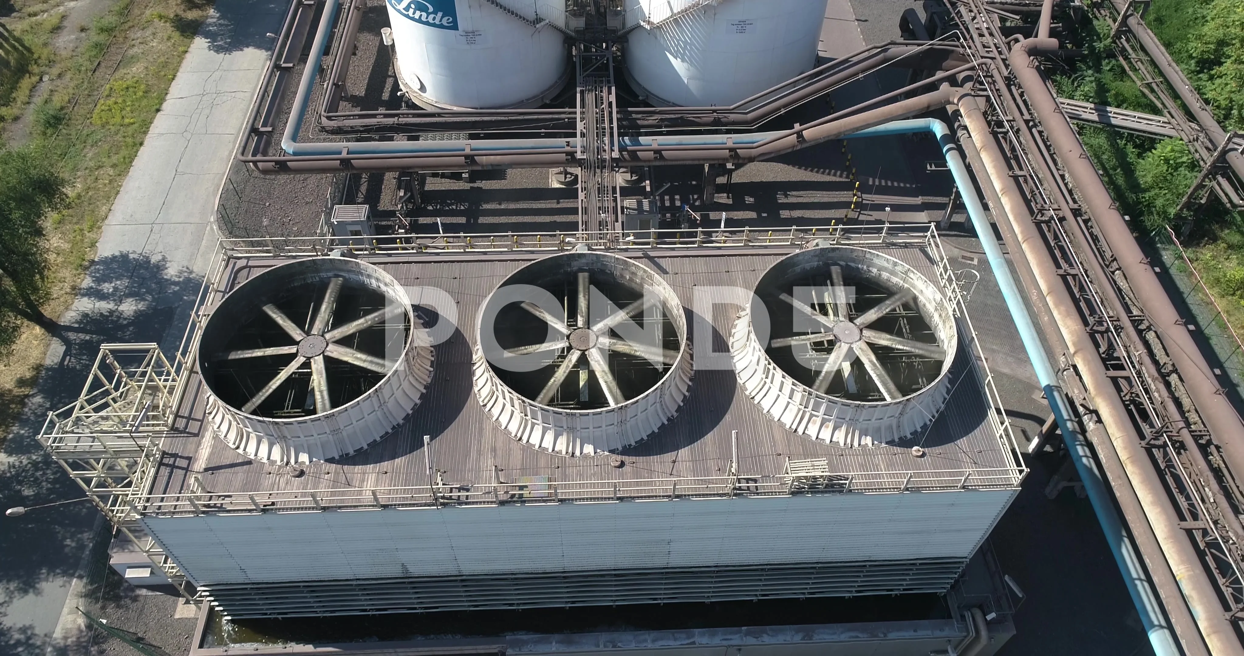 Cooling system in a factory aerial Stock Video Pond5