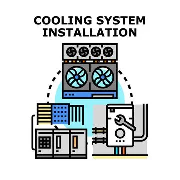 Cooling system installation process and service concept Ilustración de archivo