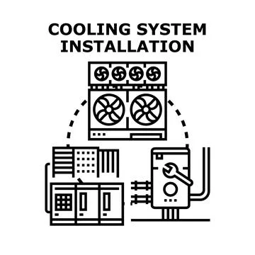 Cooling system installation process and service concept Ilustración de archivo