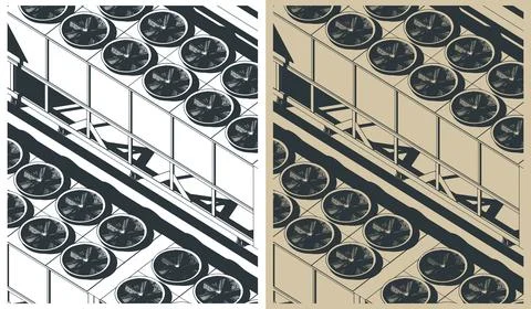 Cooling system isometric illustrations Stock Illustration