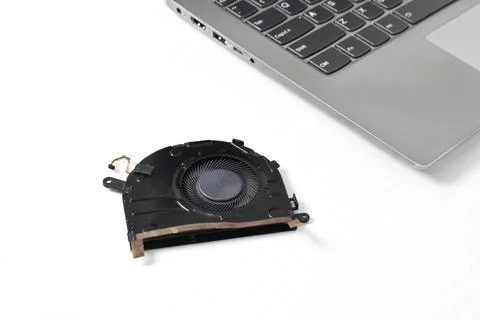 Cooling system for laptop or notebook isolated on white background Stock Photos
