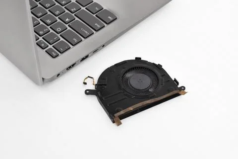 Cooling system for laptop or notebook isolated on white background Stock Photos
