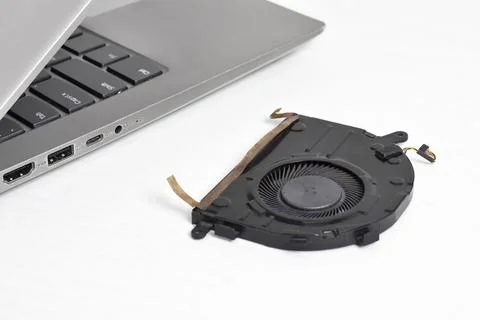 Cooling system for laptop or notebook isolated on white background Stock Photos
