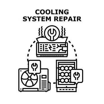 Cooling system repair and maintenance service concept Stock Illustration
